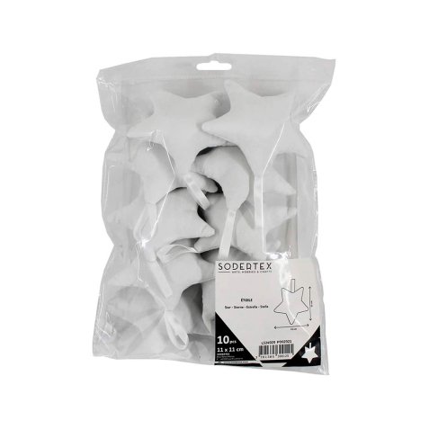 Pack etoiles sodertex coton avec accroche   customiser -  10 pcs -11 cm - 1 coloris
