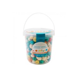 Pack de perles sodertex en bois scandinavia avec bo te   en plastique - 3 tailles -    300 pcs - 620g - 6 coloris