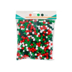 Pack mini pompons sodertex noel - 1 cm - 1000 pcs - 4    coloris