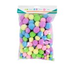 Pack pompons sodertex pastel polyester - 3 tailles - 200   pcs - 5 coloris