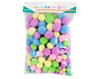 Pack pompons sodertex pastel polyester - 3 tailles - 200   pcs - 5 coloris