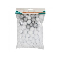 Pack pompons sodertex white - 3 tailles - 200 pcs - 2       coloris