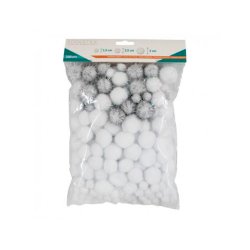 Pack pompons sodertex white - 3 tailles - 200 pcs - 2       coloris