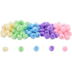 Pack pompons sodertex acrylique   trou pastel - 20  mm - 100 pcs - 5 coloris      assortis