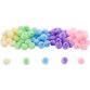 Pack pompons sodertex acrylique   trou pastel - 20  mm - 100 pcs - 5 coloris      assortis