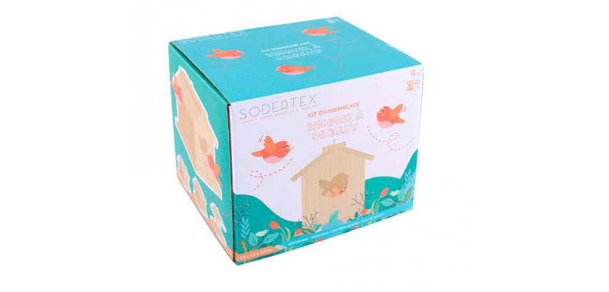 Kit nichoir en bois + colle sodertex - 13 x 14,5 x 16 cm -1 pc - 1 coloris