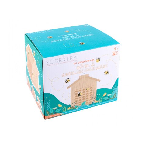 Kit hotel abeille solitaire en bois + colle - 20 x 22 x   22 cm - 1 pc - 1 coloris