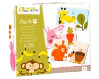 Jeu  ducatif clairefontaine puzzle 2 pi ces, qui mange    quoi  contient 12 puzzles de  2 pi ces en carton  pais -