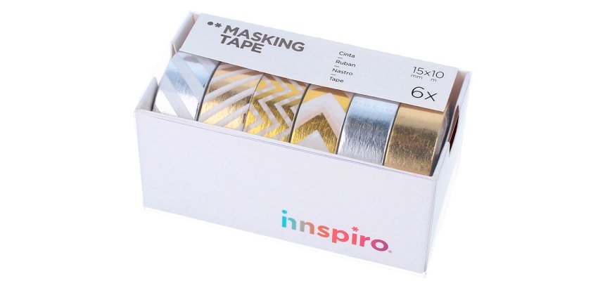 Set de 6 rubans masking tape washi foil serie metal