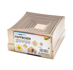 Boîtes en carton NATUR, carré, assortiment de 12