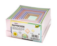Boîtes en carton PASTEL, carré, assortiment de 12
