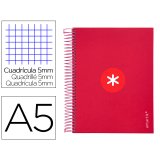 Cahier spirale antartik a5 14,8x21cm 240p 90g/m2 5x5mm 6 trous coil-lock coloris       framboise