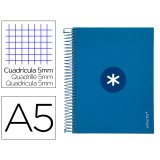Cahier spirale antartik a5 14,8x21cm 240p 90g/m2 5x5mm 6 trous coil-lock coloris bleu  marine