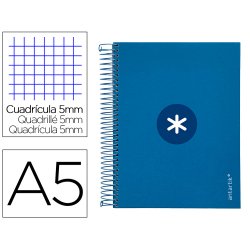 Cahier spirale antartik a5 14,8x21cm 240p 90g/m2 5x5mm 6 trous coil-lock coloris bleu  marine