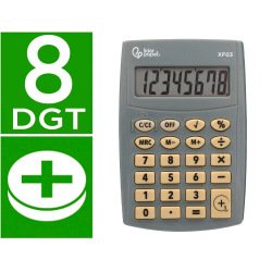 Calculatrice de poche liderpapel xf03 8 chiffres    avec pile 99x64x9 mm coloris  gris