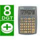 Calculatrice de poche liderpapel xf03 8 chiffres    avec pile 99x64x9 mm coloris  gris