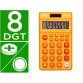 Calculatrice de poche liderpapel xf10 8 chiffres    solaire et piles 115x65x8 mm  coloris orange