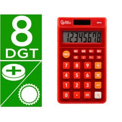 Calculatrice de poche liderpapel xf11 8 chiffres    solaire et piles 115x65x8 mm  coloris rouge