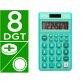 Calculatrice de poche liderpapel xf13 8 chiffres    solaire et piles 115x65x8 mm  coloris vert