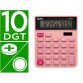 Calculatrice de bureau liderpapel xf20 10 chiffres   solaire et piles 127x105x24   mm coloris rose