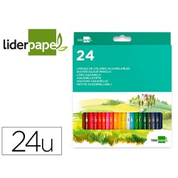 Crayon couleur liderpapel aquarellable coloris assortis  tui carton 24 unit s
