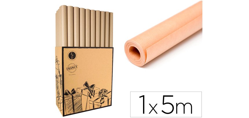 Rouleaux kraft veritable brun 1x5 m  recycle 100%