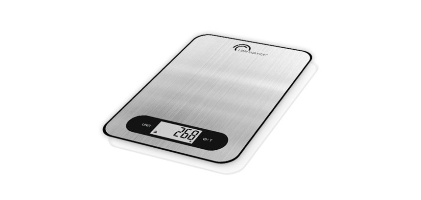 Balance compacte 5kg/1g inox avec batterie rechargeable et remplaçable