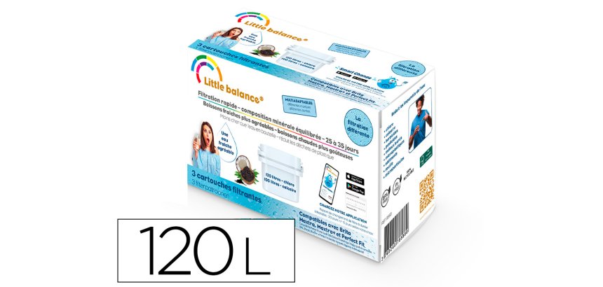 Pack de 3 cartouches filtrantes 120l. chlore 100   l. calcaire