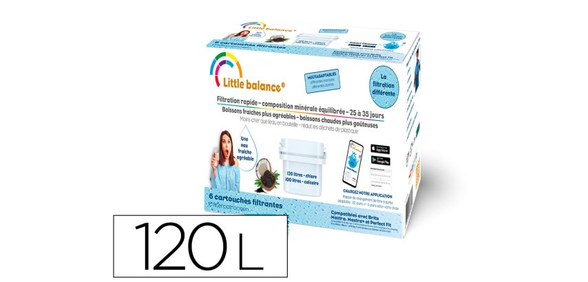 Pack de 6 cartouches filtrantes 120l. chlore 100   l. calcaire