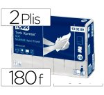 Essui mains tork plies z blanc 21.3x24cm 2 plies de    180 feuilles. paquet de 21
