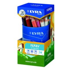 Crayon couleur lyra ferby triangulaire 120mm extrémité fermée usage économe mine 6.25mm diamètre étui carton 36 unités