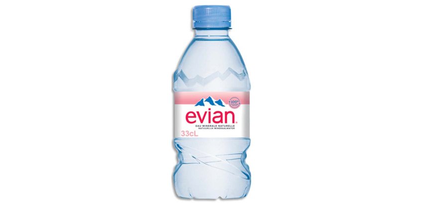 Eau evian bouchon plat rpet 33cl