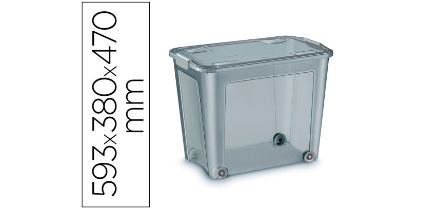 Boite de rangement cep polypropylene 4 roulettes     pour deplacement 59,3x38x47cm contenance 67l