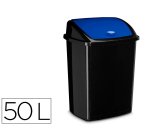 Poubelle cep plastique a couvercle basculant 50l noir  couvercle bleu
