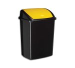 Poubelle cep plastique a couvercle basculant 50l noir  couvercle jaune