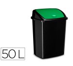 Poubelle cep plastique a couvercle basculant 50l noir  couvercle vert