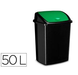 Poubelle cep plastique a couvercle basculant 50l noir  couvercle vert
