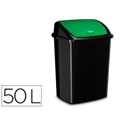 Poubelle cep plastique a couvercle basculant 50l noir  couvercle vert