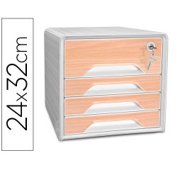 Bloc de classement 4 tiroirs smoove secure format 24x32cm  superposable blanc / h tre