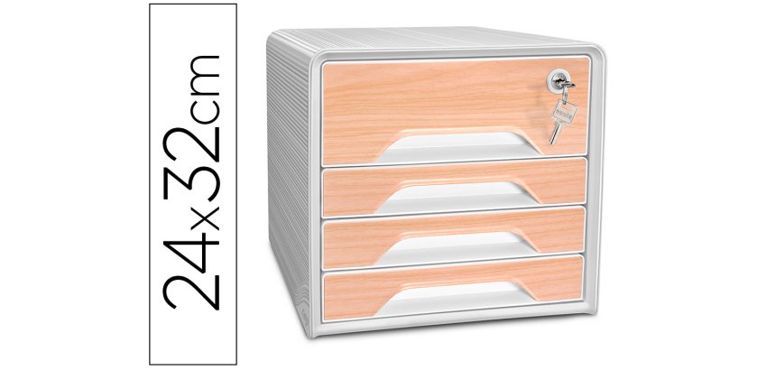 Bloc de classement 4 tiroirs smoove secure format 24x32cm  superposable blanc / h tre