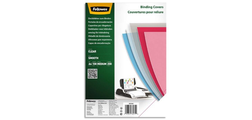 Couvertures fellowes transparente pvc 200 micra    pack de 100
