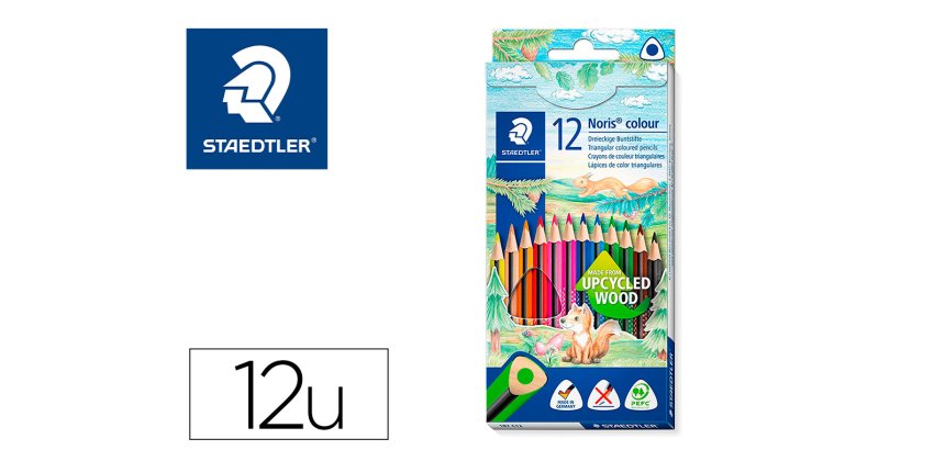 Crayons de couleur staedtler noris  187 triangulaires en   bois coloris assortis etui de 12