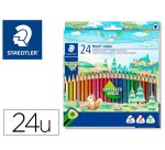 Crayons de couleur staedtler noris  187 triangulaires en   bois coloris assortis etui de 24