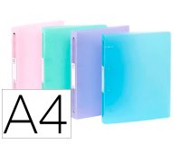 Classeur a4 viquel couverture souple dos 4cm 4 anneaux      polypropylene propysoft       coloris assortis