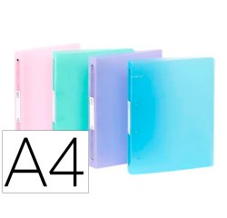 Classeur a4 viquel couverture souple dos 4cm 4 anneaux      polypropylene propysoft       coloris assortis