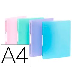 Classeur a4 viquel couverture souple dos 4cm 4 anneaux      polypropylene propysoft       coloris assortis