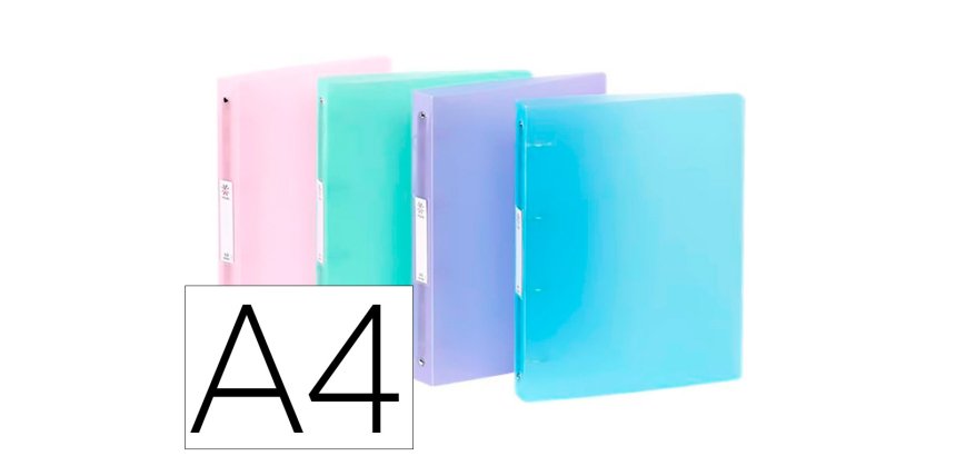 Classeur a4 viquel couverture souple dos 4cm 4 anneaux      polypropylene propysoft       coloris assortis