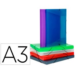 Boîte de classement plastique Viquel Coolbox A3 dos 3 cm couleurs assorties