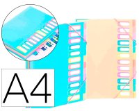 Trieur Extensible 12 compartiments A4 - Rainbow Pastel - Viquel - 25,5 x 32 cm