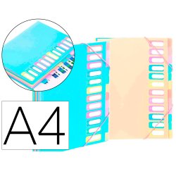Trieur Extensible 12 compartiments A4 - Rainbow Pastel - Viquel - 25,5 x 32 cm